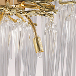 Люстра золотого цвета с декоративными ветками и длинными прозрачными стеклянными подвесами в форме сосулек Droplet Chandelier варинант исполнения - 9 | Loft Concept во Владивостоке