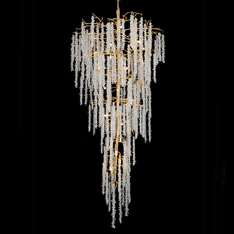 Люстра многоярусная с каркасом из металла и прозрачными подвесками FAIRYTREE Light Золотой Прозрачный Люстра многоярусная с каркасом из металла и прозрачными подвесками FAIRYTREE Light Золотой Прозрачный во Владивостоке | Loft Concept