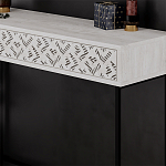 Консоль напольная пыльного белого цвета с выдвижным ящиком с резным орнаментом HEATON CONSOLE OAK варинант исполнения - 4 | Loft Concept во Владивостоке