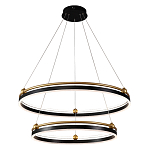 Люстра подвесная с двумя кольцами черного и золотого цвета Ring Horizontal варинант исполнения - 1 | Loft Concept во Владивостоке