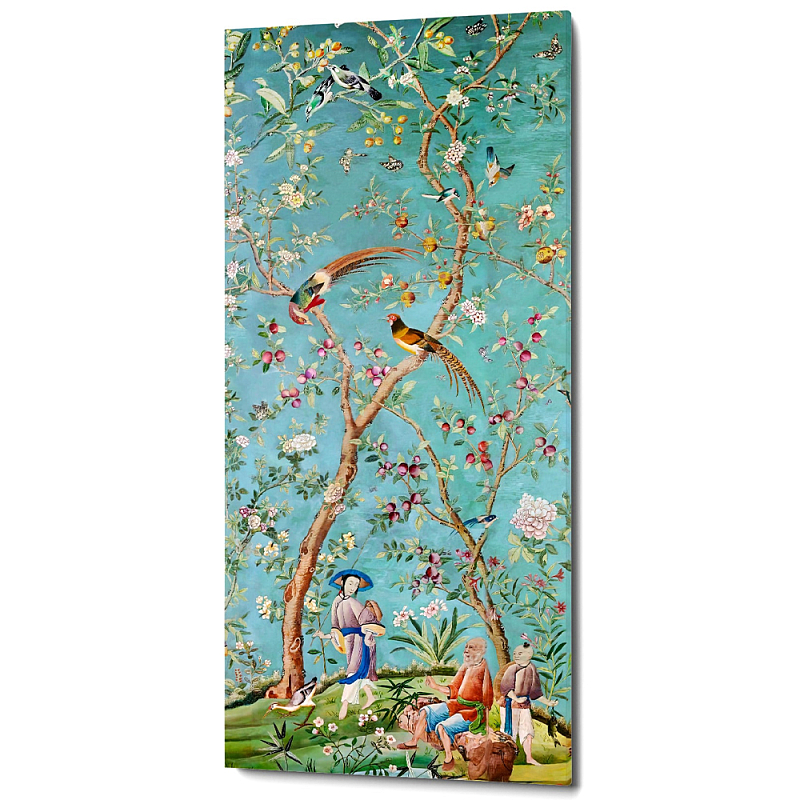Постер на холсте в стиле шинуазри с изображением сада Chinoiserie Imperial Garden Birds and People Poster Мульти Бирюзовый Постер на холсте в стиле шинуазри с изображением сада Chinoiserie Imperial Garden Birds and People Poster Мульти Бирюзовый во Владивостоке | Loft Concept