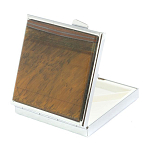 Таблетница карманная квадратная с 4-мя отделениями с зеркалом и накладкой из натурального камня Тигровый глаз Silver Stone Pillboxes варинант исполнения - 2 | Loft Concept во Владивостоке