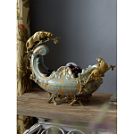 Чаша голубого цвета с оранментом и и бронзовыми фигурами леопардов Eden Garden варинант исполнения - 6 | Loft Concept во Владивостоке