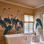 Обои ручная роспись Sarus Cranes Colourway SC-208 on Raw Silk dyed silk варинант исполнения - 1 | Loft Concept во Владивостоке