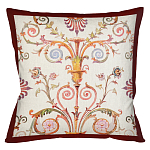 Декоративная подушка бежевая с растительным орнаментом Raffael Floral Beige Red Cushion варинант исполнения - 1 | Loft Concept во Владивостоке