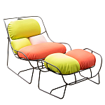 Дизайнерское разноцветное кресло на металлическом каркасе с подставкой для ног Poltronova Plasma Armchair варинант исполнения - 2 | Loft Concept во Владивостоке