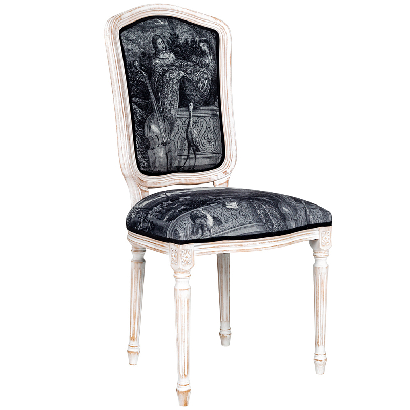 Стул Monceau Palace Stool Черно-белый Белый винтажная патина Стул Monceau Palace Stool Черно-белый Белый винтажная патина во Владивостоке | Loft Concept
