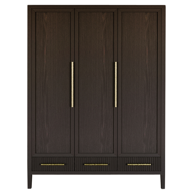 Большой Шкаф Primo Темный орех с 3 дверьми и 3 выдвижными ящиками Темный дуб Золотой во Владивостоке | Loft Concept 