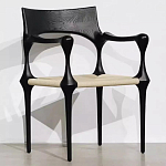 Стул дизайнерский с плетеным сидением Kronos Dining Chair Black варинант исполнения - 1 | Loft Concept во Владивостоке