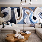 Арт-объект ручной работы Blue Abstraction из 4-х панелей варинант исполнения - 1 | Loft Concept во Владивостоке