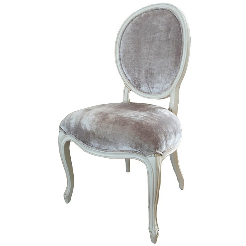Стул в стиле прованс велюр Sylvie French Seating Chair Белый Бежево-серый Стул в стиле прованс велюр Sylvie French Seating Chair Белый Бежево-серый во Владивостоке | Loft Concept