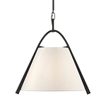 Подвесной светильник в форме конуса с белым тканевым абажуром и чёрным каркасом Stylish Solution варинант исполнения - 1 | Loft Concept во Владивостоке