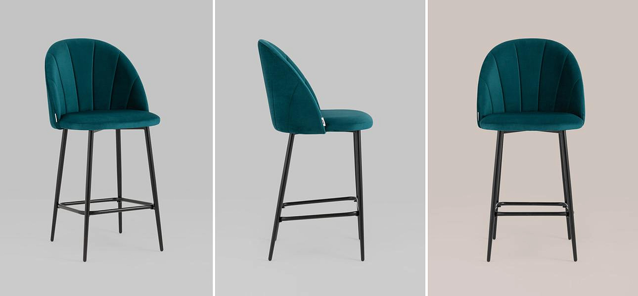 Барный Стул Balsari S Chair Темно-Бирюзовый Велюр Барный Стул Balsari S Chair Темно-Бирюзовый Велюр - Loft-Concept во Владивостоке